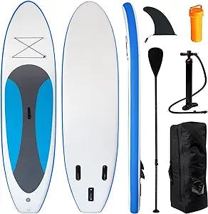 Inflatable SUP Paddle Boards for Adults, Stand Up Paddle Board, Blow up Surfboards with SUP Accessories Including Adjustable Paddle, Backpack, Hand Pump, Fin, Coiled Leash & Repair Kit,Non-Slip Deck