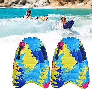 2PCS Inflatable Surfboard Portable Bodyboard with Handles Lightweight Soft Body Boards for Kids Surfboards Pool Floats Boards for Beach, Surfing, Swimming, Water Fun