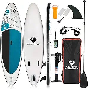 Inflatable Stand Up Paddle Board 10' 6"x 32"x 6" with Premium SUP Accessories - Backpack, Adjustable Paddle, Non-Slip Deck, Hand Pump, Leash, Fins, Waterproof Bag