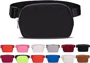 Fanny Packs for Women Men, Ginsco Belt Bag for Women Fanny Pack Crossbody Bags Waterproof with Adjustable Strap DIY Embroidered Patch, Everywhere Belt Bag for Travel Fitness Running Hiking Black M125