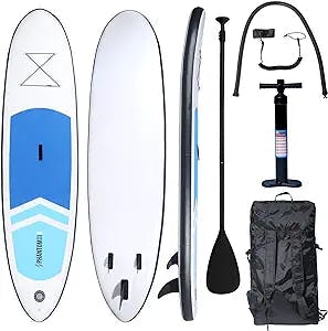 Premium SUP Inflatable Stand Up Paddle Board with Accessories & Backpack, Surf Control, Non-Slip Deck, Leash, Paddle and Pump, Youth & Adult Standing Boat