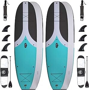 South Bay Board Co. - 10’4 Big Cruiser Stand Up Paddle Board Package - Wax-Free Soft-Top Paddle Board, Bag, Kayak Seat, Paddle, Leash, & Fins - Best Beginner SUP Package for Adults