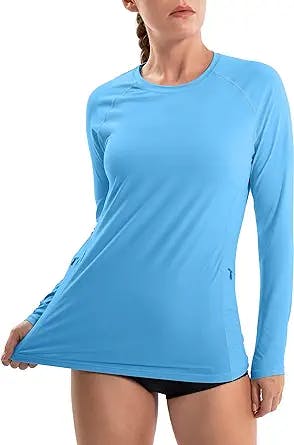 IUGA Women's UPF 50+ Long Sleeve Shirts SPF Sun Protection Rash Guard Shirts with Zipper Pockets UV T-Shirt Fishing Hiking