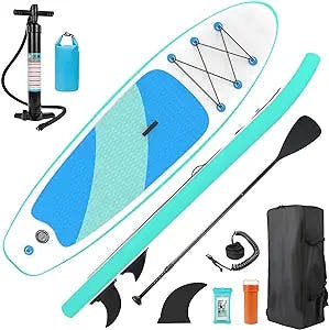 Surfroll Inflatable Stand Up Paddle Board for Adults Anti-Slip Deck Paddleboard with Premium Sup Accessories Including Double Action Pump, Adjustable Paddle, Surf Control, Backpack, Leash, Waterproof Bag, Repair Kit