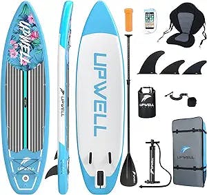 UPWELL 11'/10'6''Inflatable Stand Up Paddle Board with sup Accessories Including Backpack, Repairing Kits, Non-Slip Deck, Leash, 3 Fins, Paddle and Pump