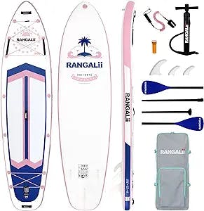 RANGALii 10'8"×32"×6" Inflatable SUP Stand Up Paddle Board Durable with Adjustable Paddle, Backpack, Pump, Leash, Camera Seat, Standing Boat for Youth & Adult