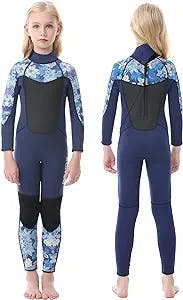 XUKER Wetsuit Kids 3mm, Neoprene Boys Girls Wet Suit with Premium CR Chest Keep Warm Full Body Surfing Suit for Water Sports