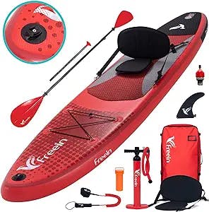 Freein 10’/10’6”/11' Inflatable Kayak SUP, Stand Up Paddle Board with Kayak Seat, Dual-Action Pump, 2-in-1 Convertable Paddle, Pump Adaptor, Camera Mount, Complete Kit, 2-Year Warranty