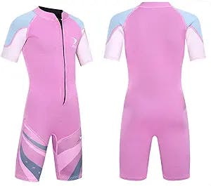 ZCCO Kids Wetsuit 2.5mm Neoprene Short Sleeve, Youth Boy's and Girl's One Piece Shorty Wetsuit for Diving,Swimming,Surfing
