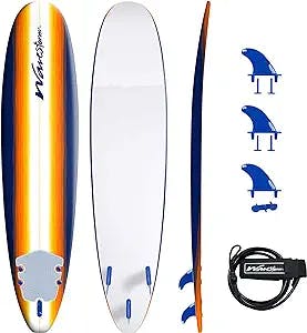 WAVESTORM 8' Surfboard, Sunburst Graphic,Orange White,WS18-SRF001-SUN