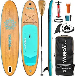 10.6ft Inflatable Stand Up Paddle Board- SUP Board for All Skill Levels with SUP Accessories & Fiberglass Paddle,Fin, Leash, Double Action Pump and ISUP Travel Backpack for Youth & Adult (Blue)