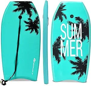 Goplus Boogie Boards for Beach, Lightweight Body Board with EPS Core, XPE Deck, HDPE Slick Bottom, Premium Leash & Adjustable Wrist Rope, Bodyboard Perfect Surfing for Kids Adults
