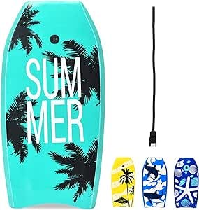 GYMAX Boogie Boards for Beach, 33”/37”/41” Super Lightweight Bodyboard with HDPE Slick Bottom & Premium Wrist Leash, Durable Bodyboard for Teens and Adults