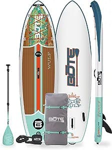 BOTE Wulf Inflatable Paddle Board, Adult SUP, Stand Up Blow Up Paddleboard with Accessories, Aluminum Paddle, iSUP Travel Bag, Paddle Board Pump, SUP Leash, Floral