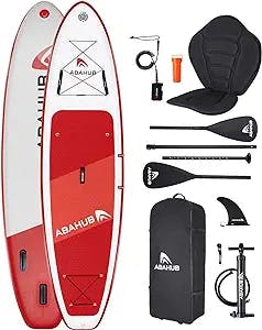 Abahub Inflatable SUP, 10'6" x 31" x 6" iSUP, Standup Paddleboard with Alloy SUP Kayak Paddles, Kayak Seat, for Yoga, Paddle Board, Kayaking, Surfing, Canoe, Fishing Red