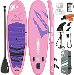 Inflatable Paddle Board 10'6"x32"x6", Dreizack Paddle Boards for Adults Extra Wide Stand up Paddle Board with SUP Accessories Paddleboard for Fishing Yoga Kayaking Surf