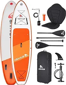 Abahub Inflatable Paddleboard, 10'6" x 31" x 6" iSUP, Standup Paddleboard with 2 in 1 Alloy SUP Paddle, Kayak Seat, for Yoga, Paddle Boarding, Kayaking, Fishing Orange
