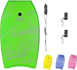 WOOWAVE Bodyboard 33-inch/36-inch/41-inch Super Lightweight Body Board with Coiled Wrist Leash, Swim Fin Tethers, EPS Core and Slick Bottom, Perfect Surfing for Kids Teens and Adults