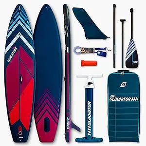 Gladiator 11.2/11.4/11.6ft Premium Inflatable Stand Up Paddle Board w/Ultralight Carbon Paddle — 4.75"/6" Thick SUP Board w/Accessories - Ultimate Technology 26 PSI iSUP Paddleboard
