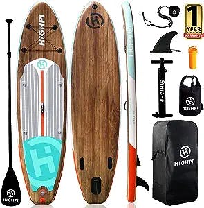 Highpi Inflatable Stand Up Paddle Board 11'x33''x6''W Premium SUP Accessories, Backpack, Wide Stance, Surf Control, Non-Slip Deck, Leash, Paddle and Pump,Standing Boat for Youth & Adult