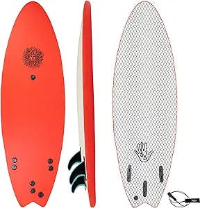 KONA SURF CO. The 5-5 Surfboard for Beginners Kids and Adults - Soft Top Foam Surfboards for Beach – Surf as a Boogie Board Bodyboard or Softboard - Includes Fins and Leash