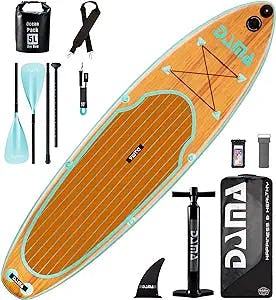 DAMA 9'6"/10'6"/11' Inflatable Stand Up Paddle Board, Yoga Board, Camera Seat, Floating Paddle, Hand Pump, Board Carrier, Waterproof Bag, Drop Stitch, Traveling Board for Surfing