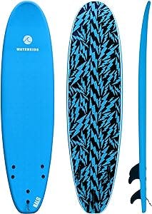 Waterkids 7ft Kids Longboard Surfboard, Perfect for Learning, Made for Kids, Soft Top Surfboard with Foam Core, Classic Longboard Surfboard, Perfect Beginner Surfboard for Kids to Catch & Surf Waves…