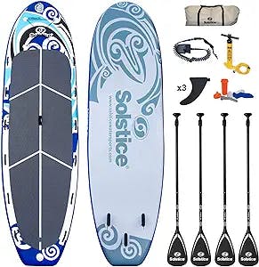 Solstice Inflatable Stand-Up Paddle Board For All Skill Levels (Heavy Duty Double-Layer) | Recreation Performance and Yoga Platform | With Non-Slip Deck and SUP Accessories
