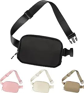 Fanny Packs for Women Men,Fashion Waist Pack Mini Belt Bag with Adjustable Strap,Waterproof Crossbody Bag with Headset Hole Key Rope Card Holder for Outdoor Running Hiking Walking Travel (BLACK)