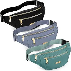 3 Pcs Waterproof Fanny Packs for Women and Men Waist Pack with Adjustable Strap Waist Pouch for Sports Running Exercise Walking Travel
