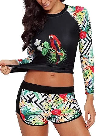 "Ride the Waves in Style: Runtlly's Long Sleeve Rash Guard Swimsuit Set is 