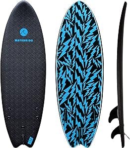 Waterkids 5'6 'Reef' Kids Surfboard, Perfect for Learning, Made for Kids, Soft Top Surfboard with Foam Core, Classic Fish Shape Beginner Surfboard, Kids Foam Surfboard Easy to Catch & Surf Waves