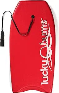 Lucky Bums Body Board with EPS Core Slick Bottom and Leash for Kids and Adults