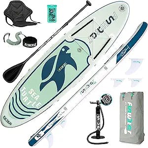 FunWater SUP Inflatable Stand Up Paddle Board Ultra-Light Inflatable Paddleboard with ISUP Accessories,Fins,Kayak Seat,Adjustable Paddle, Pump,Backpack, Leash, Waterproof Phone Bag